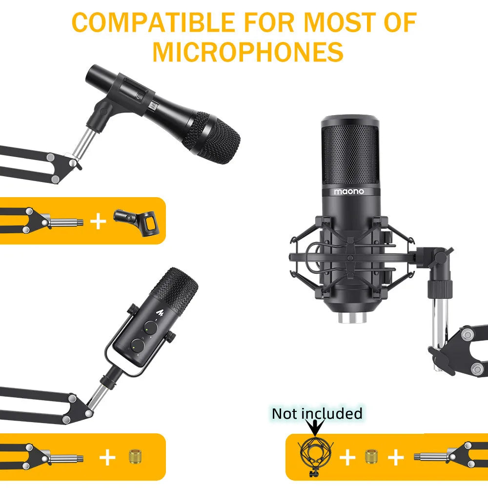 MAONO BA20 Microphone Suspension Boom Scissor Arm Stand for Professional Podcast Streaming Youtube Microphone