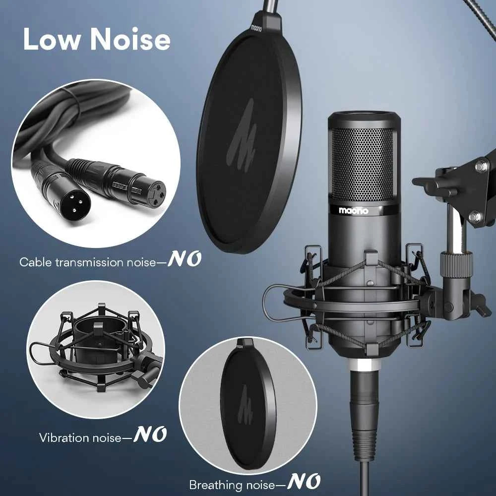 PM320S XLR Condenser Microphone Kit Professional Cardioid Vocal Studio Recording Mic for Streaming Voice Over Home-Studio