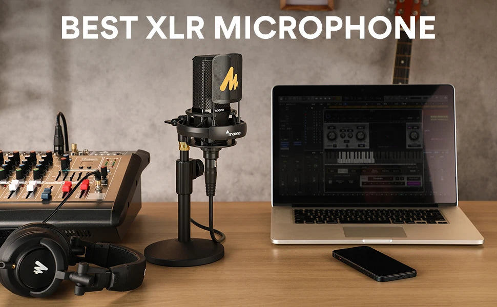 PM500T XLR Condenser Microphone 34mm Large Diaphragm Microphone Cardioid Studio Mic for Recording,Podcasting,Streaming,DJ