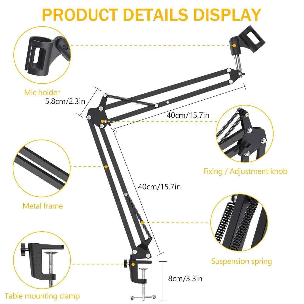 MAONO BA20 Microphone Suspension Boom Scissor Arm Stand for Professional Podcast Streaming Youtube Microphone