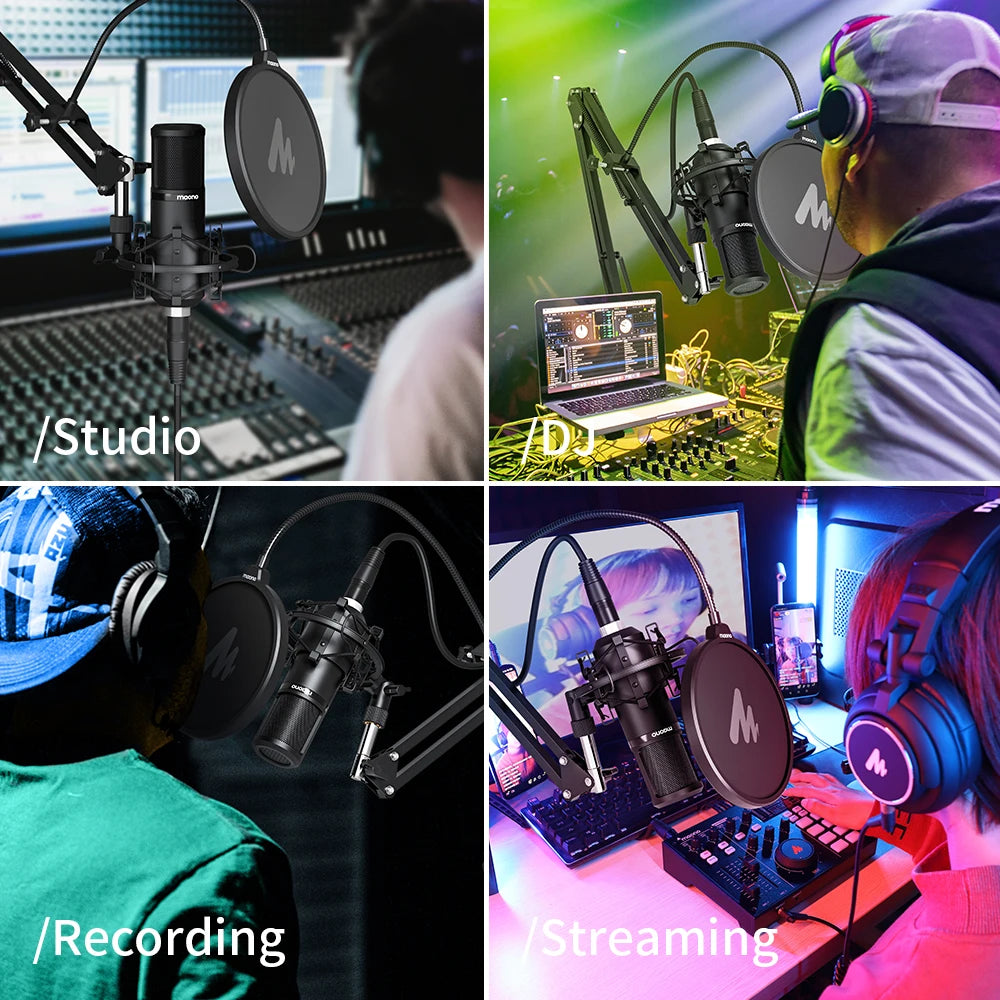 PM320S XLR Condenser Microphone Kit Professional Cardioid Vocal Studio Recording Mic for Streaming Voice Over Home-Studio