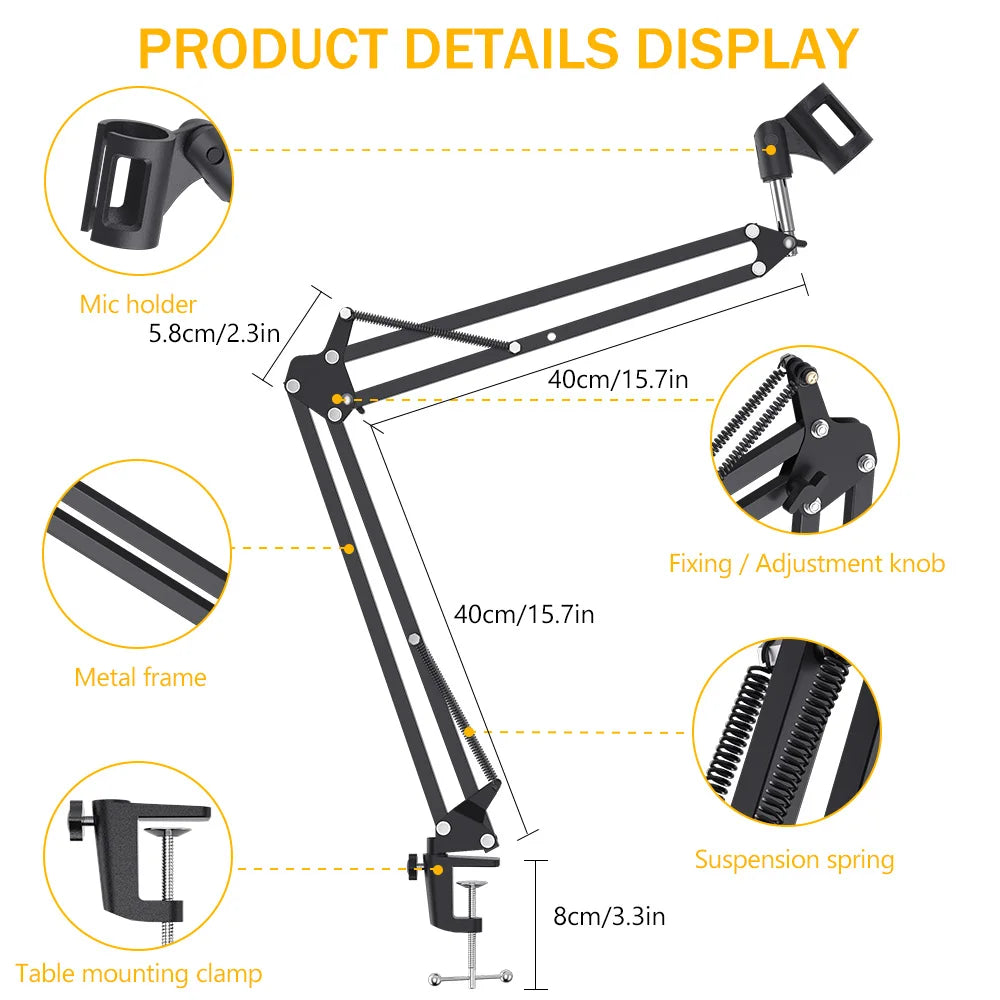 MAONO BA20 Microphone Suspension Boom Scissor Arm Stand for Professional Podcast Streaming Youtube Microphone