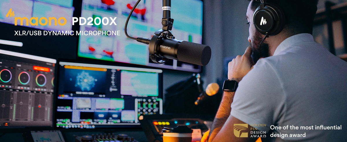 PD200X XLR/USB Dynamic Microphone for Gaming Recording Streaming Youtube Metal Mic with Software Tap-to-Mute Gain Knob