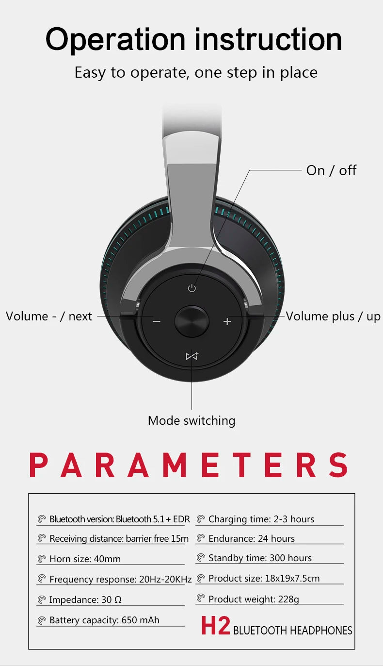 Tv Bluetooth Wireless Headphones with Mic USB Adaptor Headset Noise Canceling Stereo Foldable Bass for TV Earphone