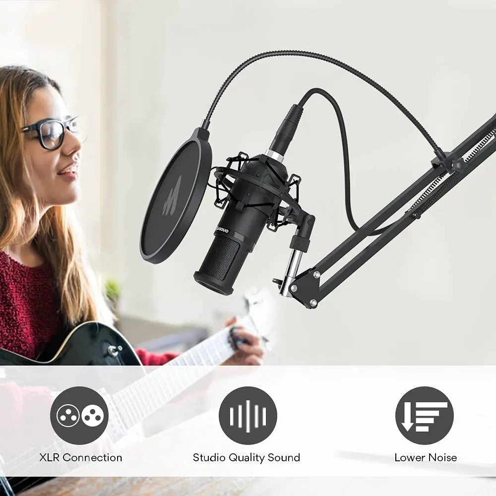 PM320S XLR Condenser Microphone Kit Professional Cardioid Vocal Studio Recording Mic for Streaming Voice Over Home-Studio