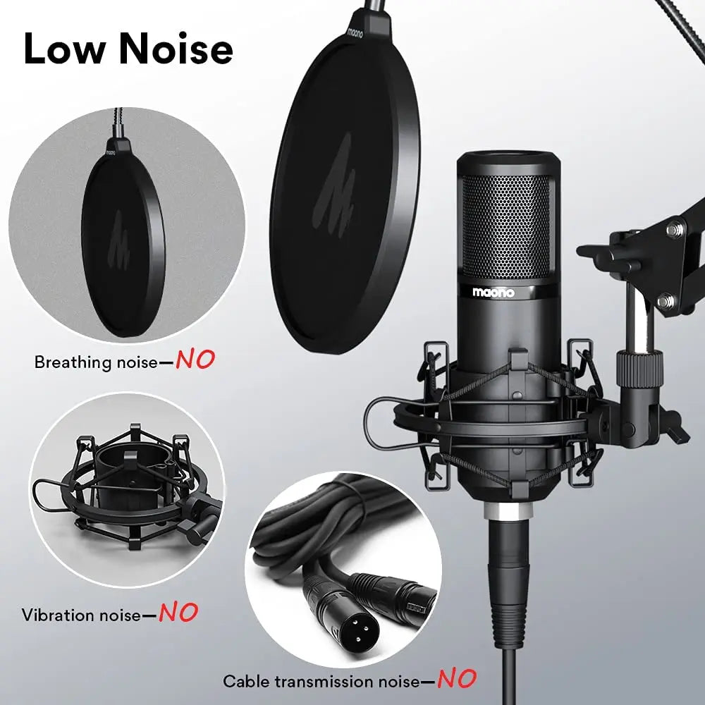PM320S XLR Condenser Microphone Kit Professional Cardioid Vocal Studio Recording Mic for Streaming Voice Over Home-Studio