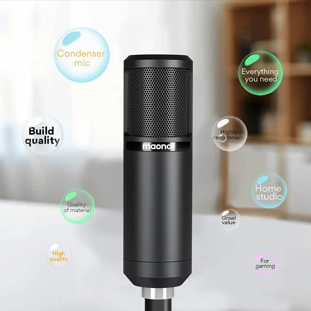 PM320S XLR Condenser Microphone Kit Professional Cardioid Vocal Studio Recording Mic for Streaming Voice Over Home-Studio