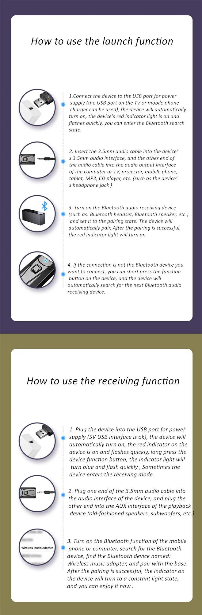 Wireless TV Headphones Bluetooth 5.0 USB Adaptor Stereo Headset Foldable Helmet Earbuds with Mic for Samsung TV PC Music