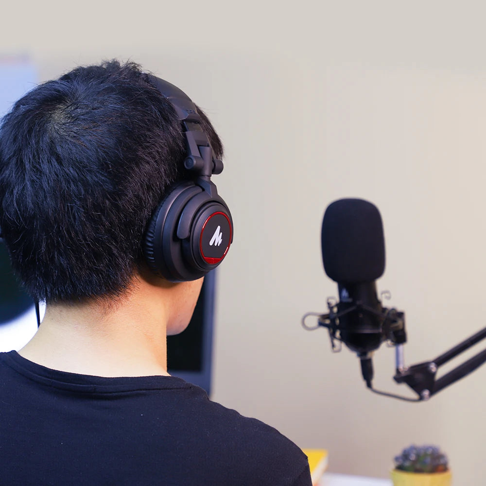 maono MH501 Pro Studio Monitor Headphones 50MM Drivers Over Ear Studio Lightweight Foldable Headphone for Phone Computer Podcast