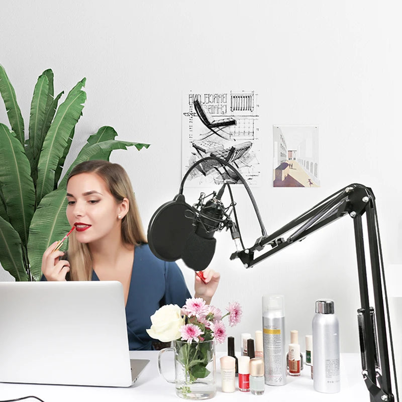 MAONO BA20 Microphone Suspension Boom Scissor Arm Stand for Professional Podcast Streaming Youtube Microphone