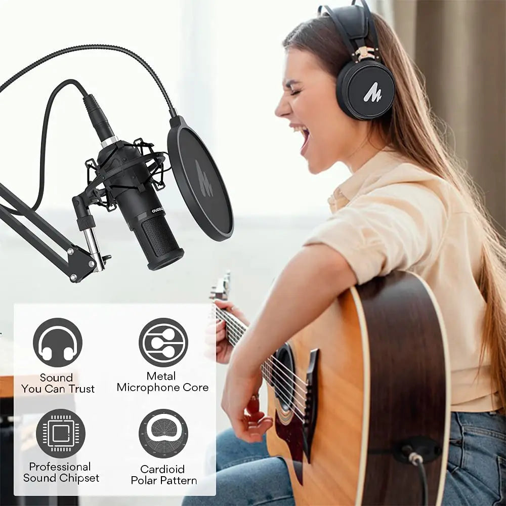 PM320S XLR Condenser Microphone Kit Professional Cardioid Vocal Studio Recording Mic for Streaming Voice Over Home-Studio