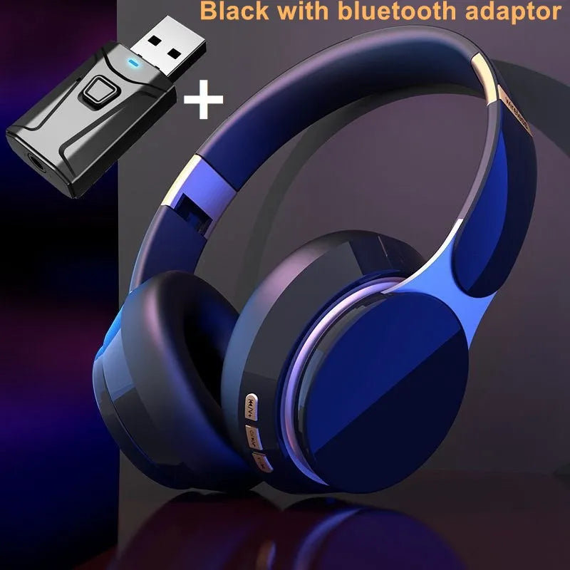Wireless TV Headphones Bluetooth 5.0 USB Adaptor Stereo Headset Foldable Helmet Earbuds with Mic for Samsung TV PC Music