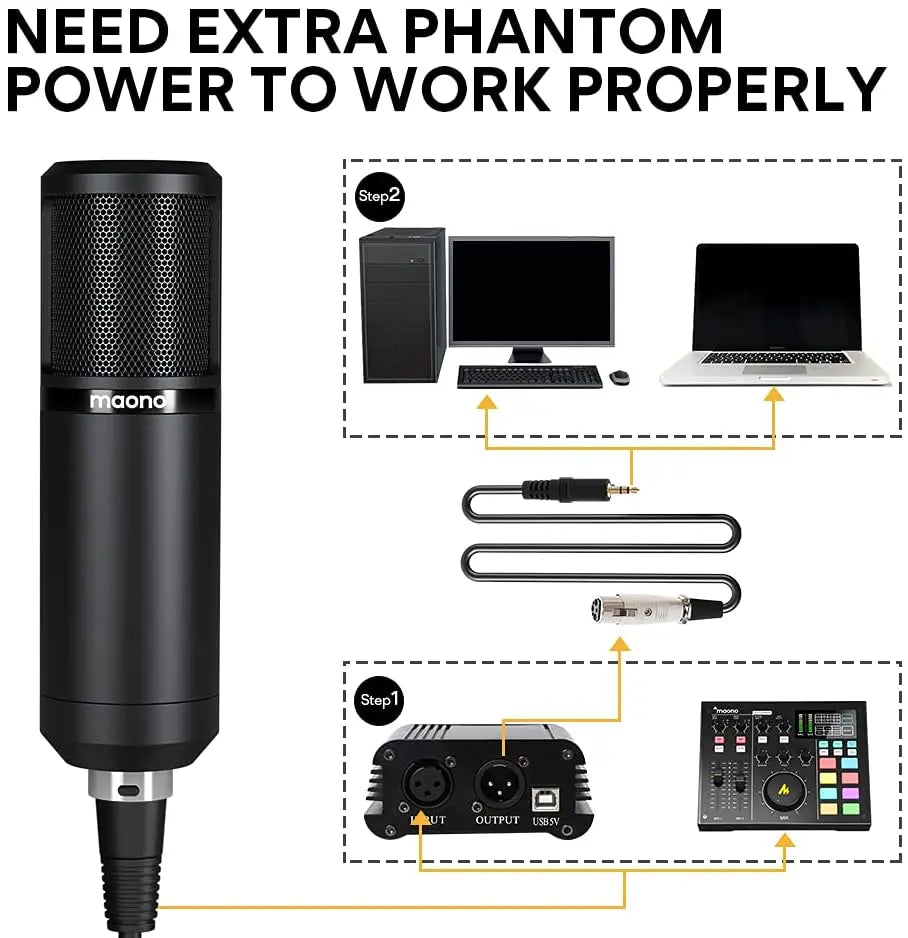 PM320S XLR Condenser Microphone Kit Professional Cardioid Vocal Studio Recording Mic for Streaming Voice Over Home-Studio