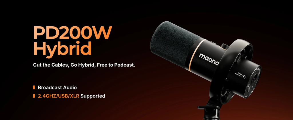 PD200WS Hybrid Wireless Microphone for Phone PC XLR/USB Dynamic Microphone for Podcasting Gaming Live Streaming Recording