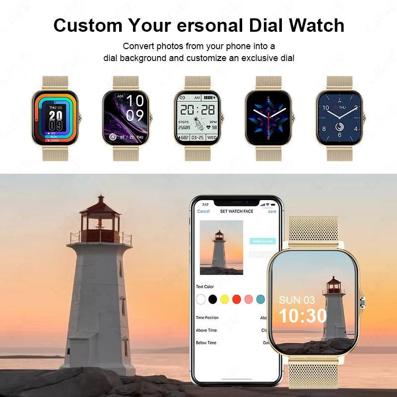 LAXASFIT New Smart Watch HD Display Answer Call Make Calls Message Preview Sport Modes Smartwatch DIY Dial Men Women