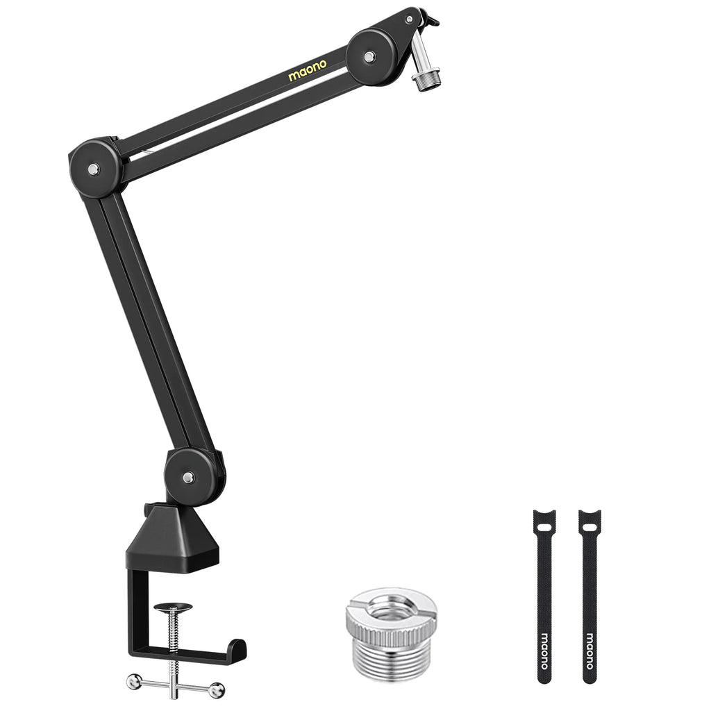 MAONO BA37 Microphone Boom Arm Heavy Duty Adjustable Metal Suspension Mic Stand Upgraded Desk Clamp 3/8" to 5/8" Screw Adapter