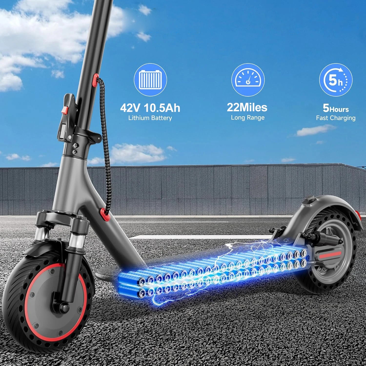 2026 NEW 10‘’ Electric Scooter for Adults,500W Powerful Motor,22 Miles Long Range,Dual Braking System,22Mph Max Speed,Foldable E Scooter with Solid Tires,APP Control