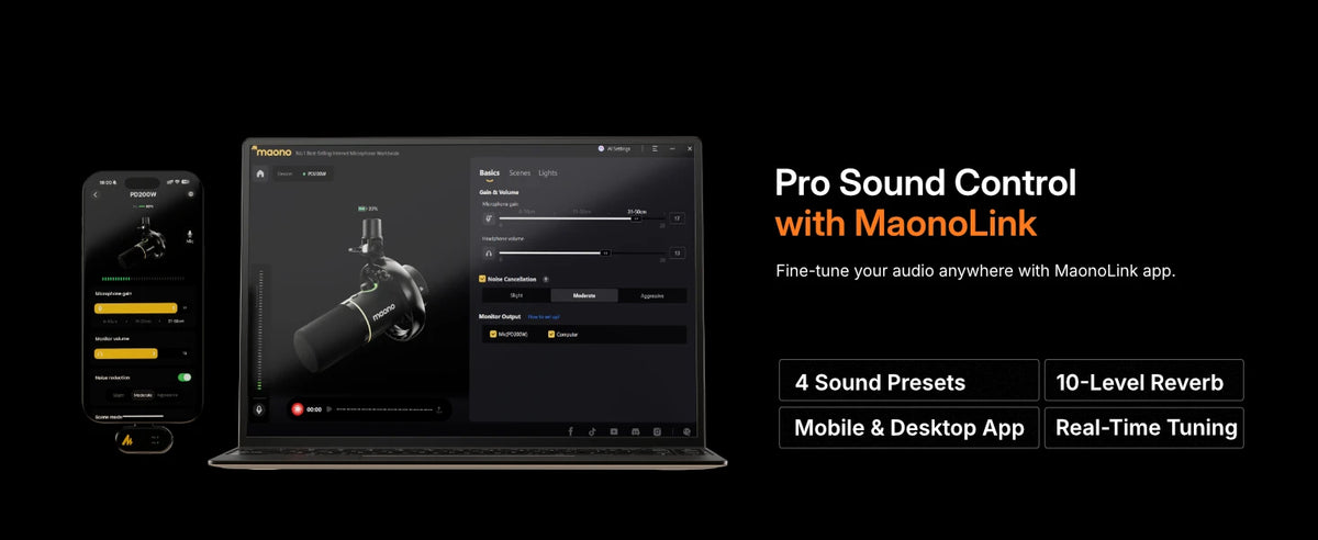 PD200WS Hybrid Wireless Microphone for Phone PC XLR/USB Dynamic Microphone for Podcasting Gaming Live Streaming Recording