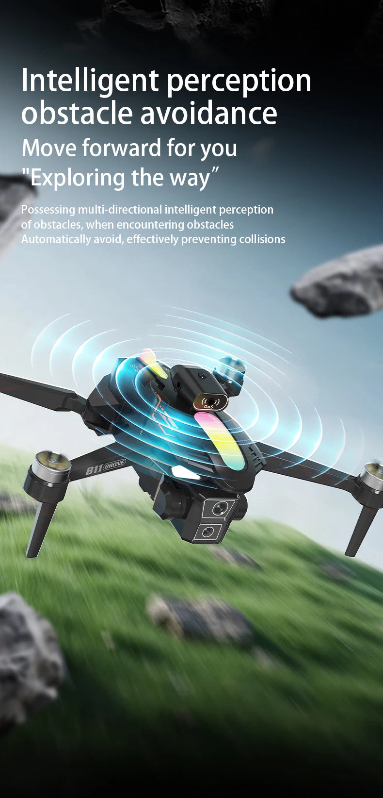 2026 B11 Pro WiFi FPV Drone - Dual 4K/1080P Camera, Wide-Angle HD, Altitude Hold, Foldable Quadcopter RC Helicopter Toy