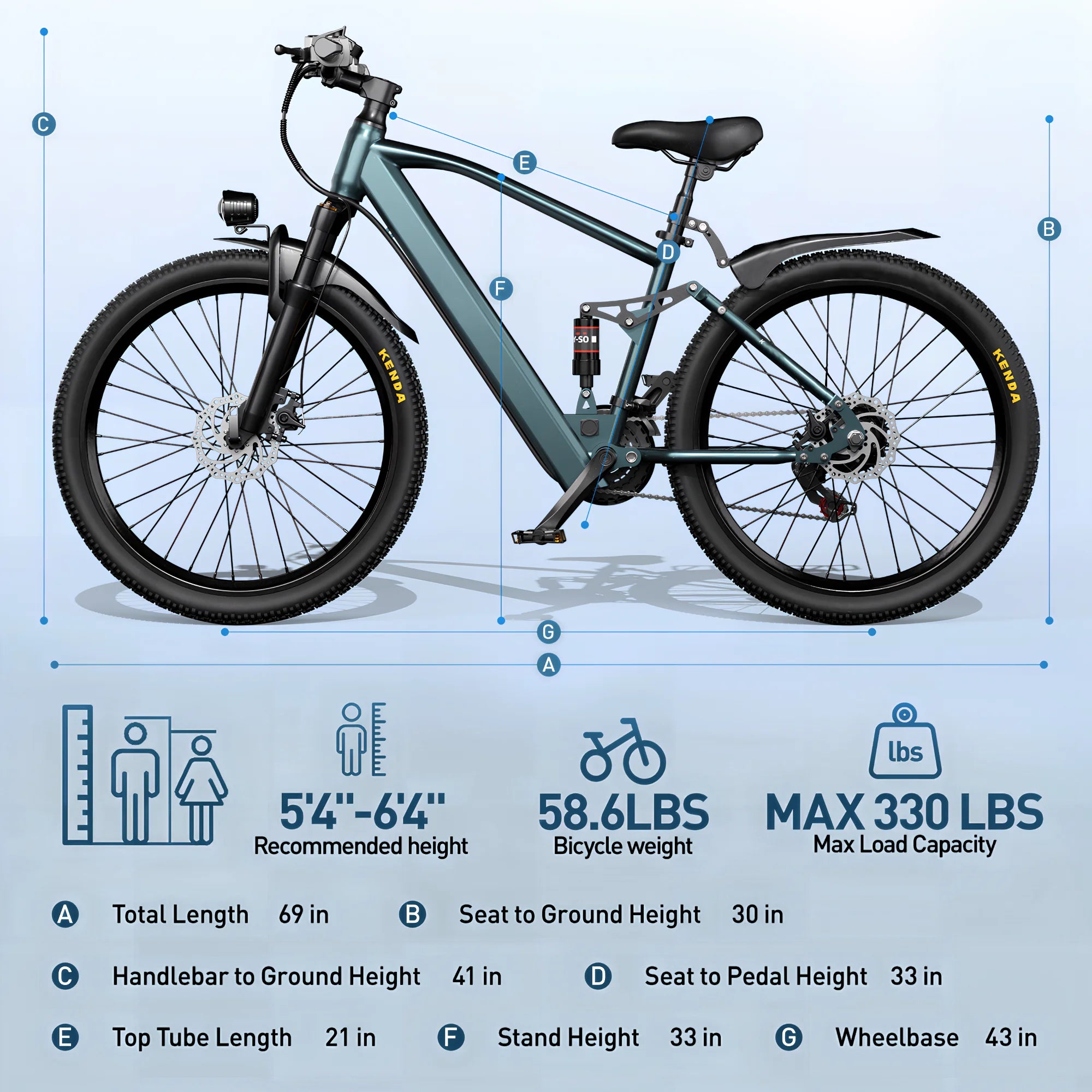 Electric Bike for Adults, 750W Peak Ebike, 40Miles 25MPH Electric Mountain Bike, 24''/26" Adult Electric Bicycle with 36V Battery, 21 Speed, Full Suspension, UL 2849 Certified