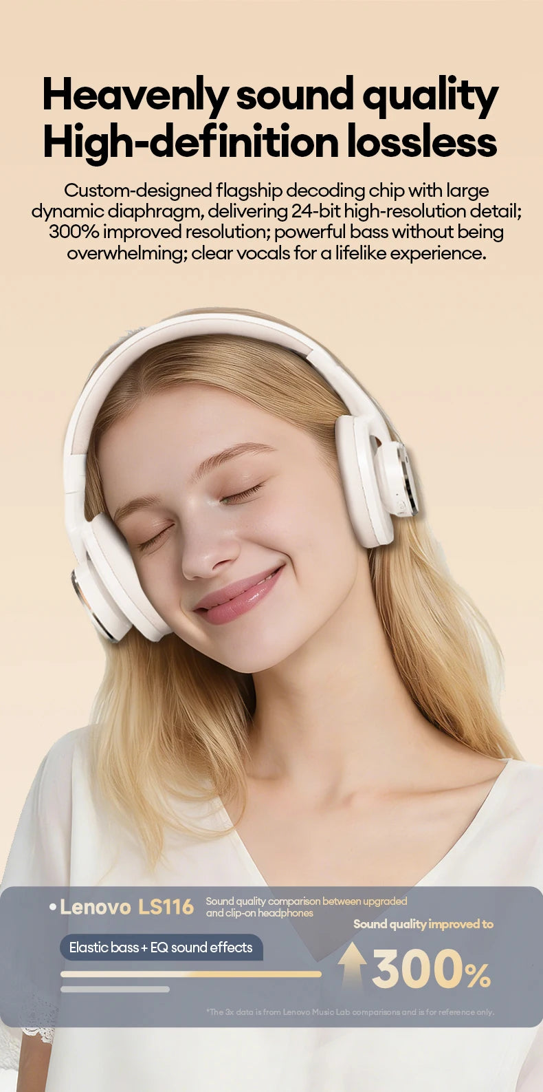 Choice Lenovo Gaming Headset Wireless Bluetooth 6.0 Earphones Foldable Sport Over Ear Headphone with HD Mic Gifts
