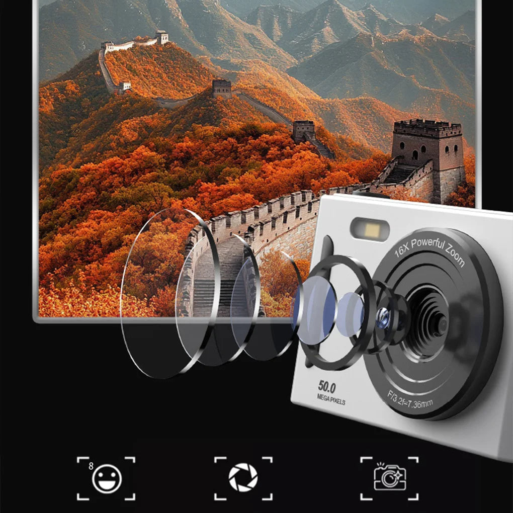 4K Digital Camera Dual Camera Flash 50 Million Hd Pixel Pixel Retro Ccd Portable Card Entry-level Camera Auto Focus