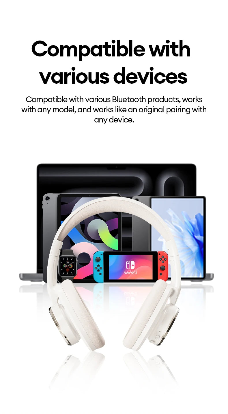 Choice Lenovo Gaming Headset Wireless Bluetooth 6.0 Earphones Foldable Sport Over Ear Headphone with HD Mic Gifts
