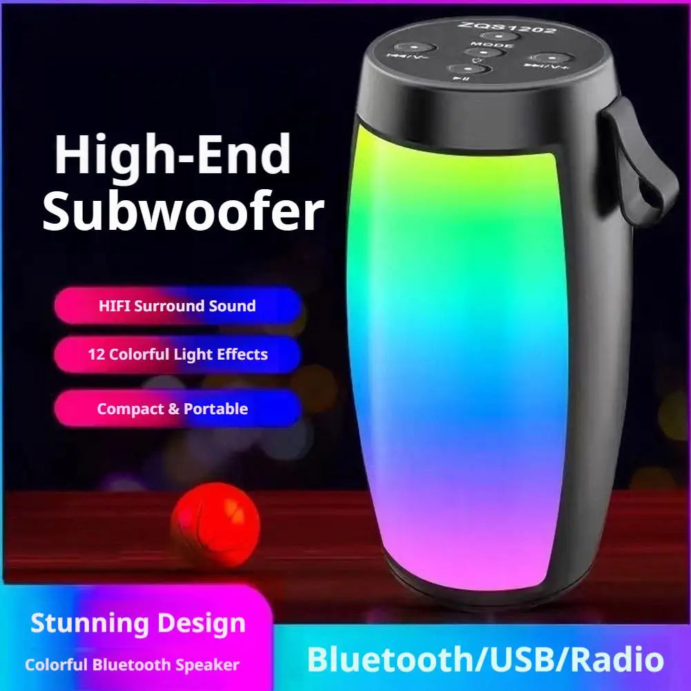 Portable Bluetooth Speaker With RGB LED Lights Subwoofer Wireless Soundbox Heavy Bass MP3 Music Player For Party