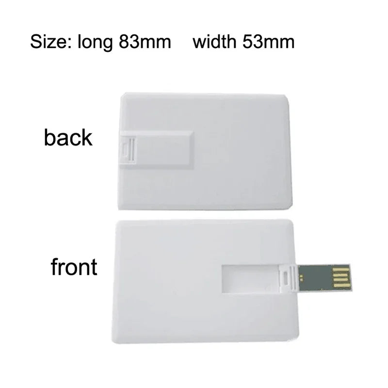 White Plastic Credit Card / Card Custom Logo Business Design Usb Flash Drive Stick 4GB 8GB 16GB 32GB (10pcs can print logo )