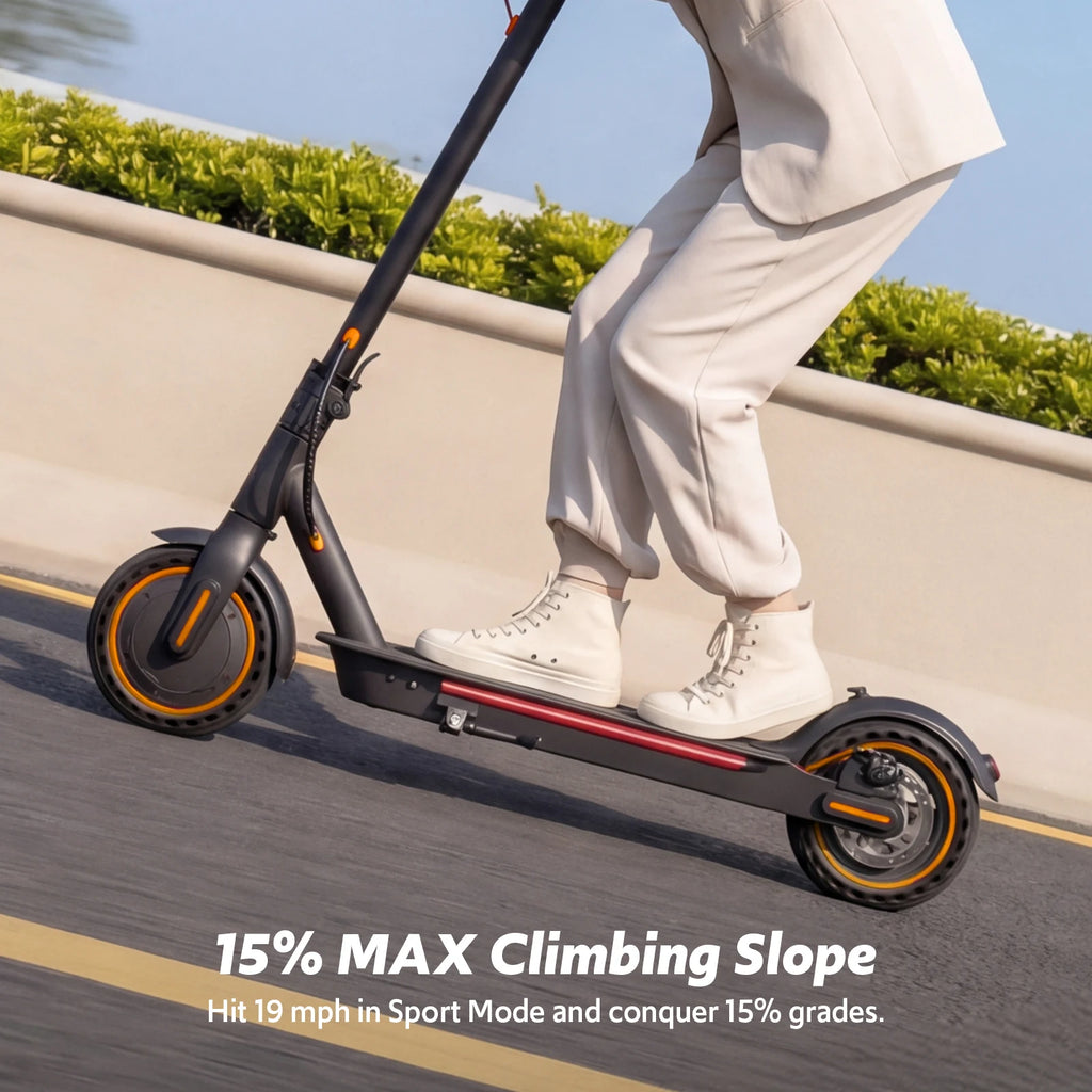 Electric Scooter for Adults, Foldable E-Scooter with Dual Suspension & Front/Rear Turn Signal Lights, 550W Motor up to 22 MPH, 10" Large Honeycomb Solid Tires