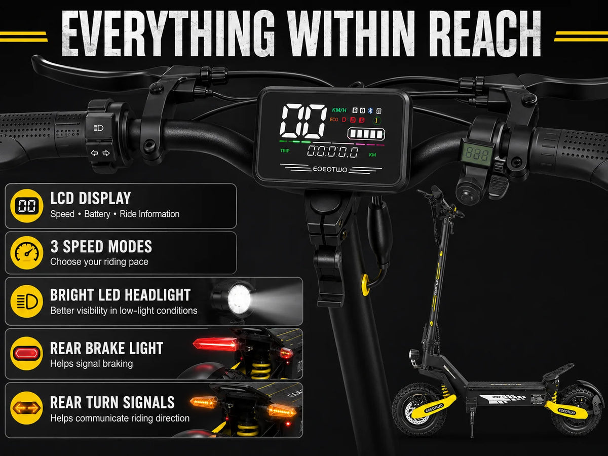 EOEOTWO 1200W Off Road Electric Scooter for Adults 48V Long Range E-Scooter 30MPH Fast Speed 11" Tubeless Tire Foldable Kick Scooter