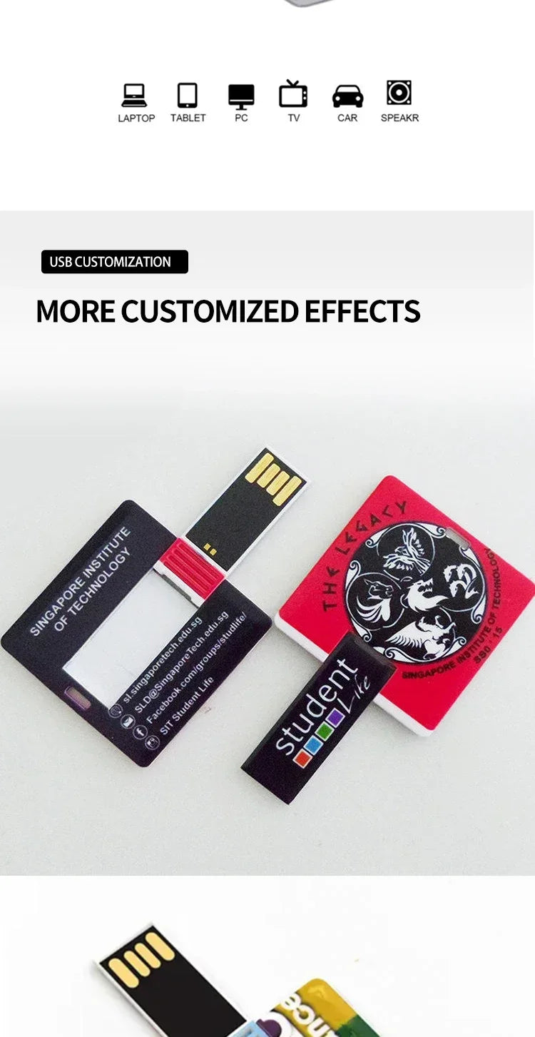 10pcs Custom Logo USB Flash Memory Card - Small Square Design, 8GB 16GB 32GB 64GB Options