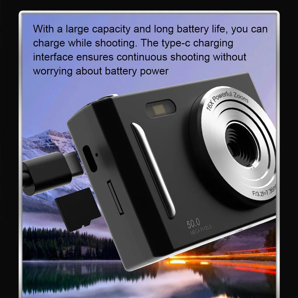 4K Digital Camera Dual Camera Flash 50 Million Hd Pixel Pixel Retro Ccd Portable Card Entry-level Camera Auto Focus