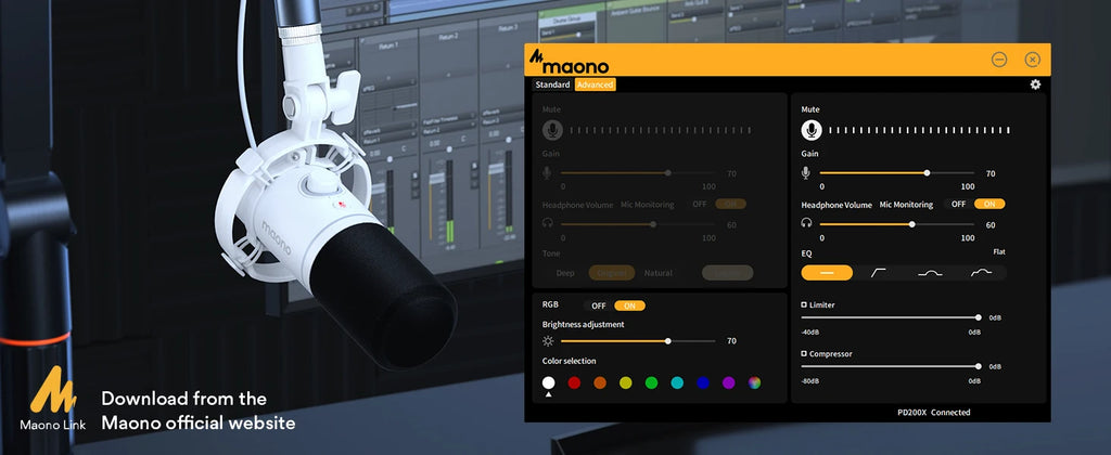 PD200X RGB Gaming Microphone Dynamic Microphone USB/XLR Dual Mode Microphone Podcast Mic RGB XLR/USB Gaming Podcasting Mic