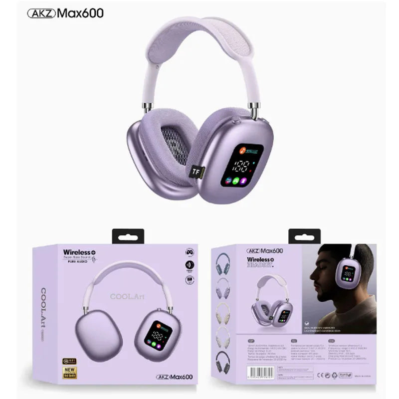 MAX600 Wireless Head-mounted Bluetooth Headset with Digital Display and Card Reader