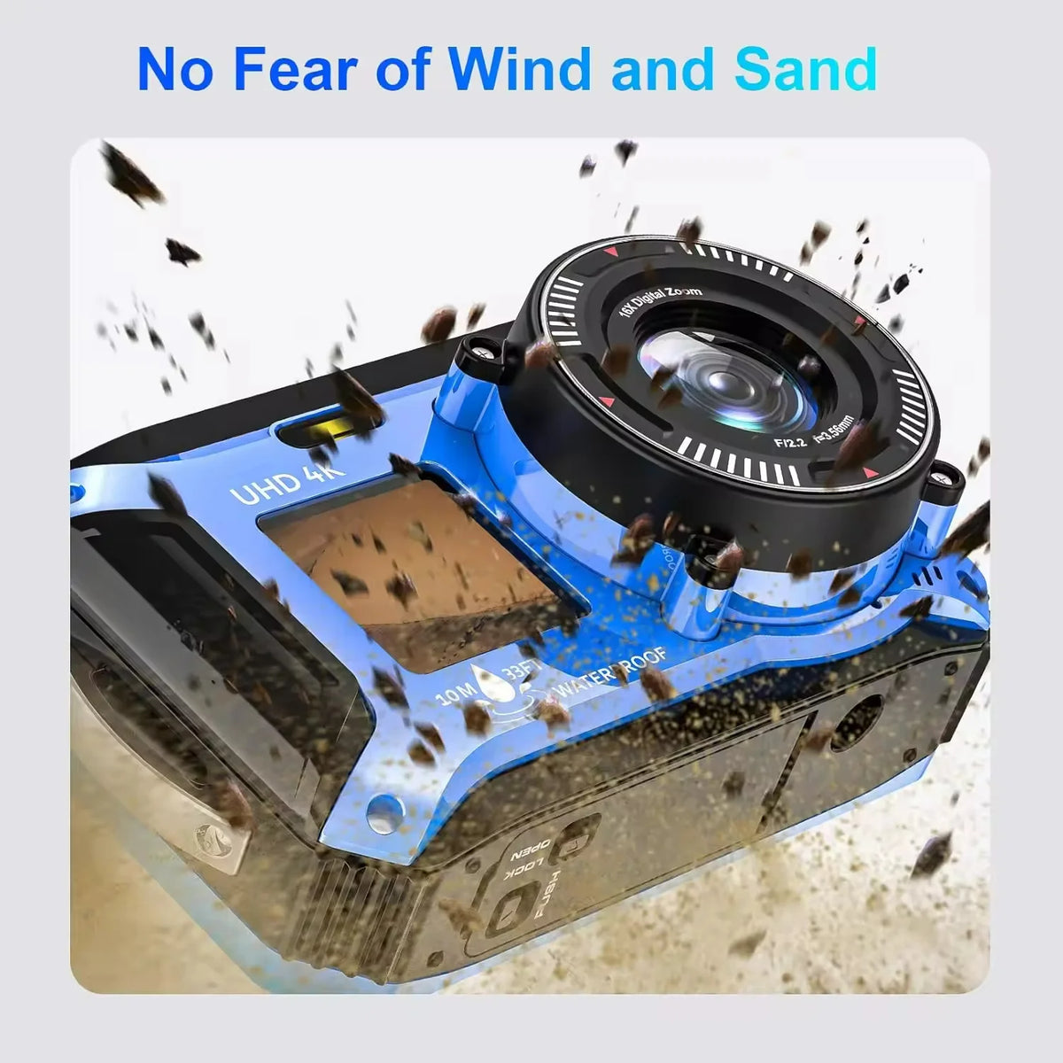 4K Underwater Camera 33FT Waterproof Camera for Snorkeling Dual-Screen Compact Dustproof Floatable Autofocus 64MP Digital Camera