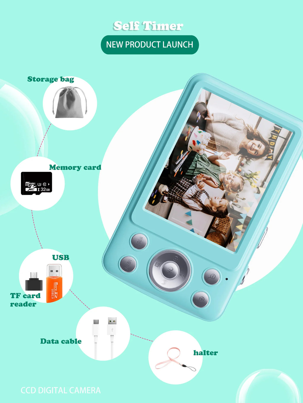 2026 New 48MP 1080P Full HD Digital Camera - 2.4-Inch Portable Auto-Focus Vlogging Camera with 32GB Memory Card & 16X Zoom | USB-C Rechargeable, Built-in Puzzle Game | Compact Travel Camera for Beginners - Budget-Friendly Hol