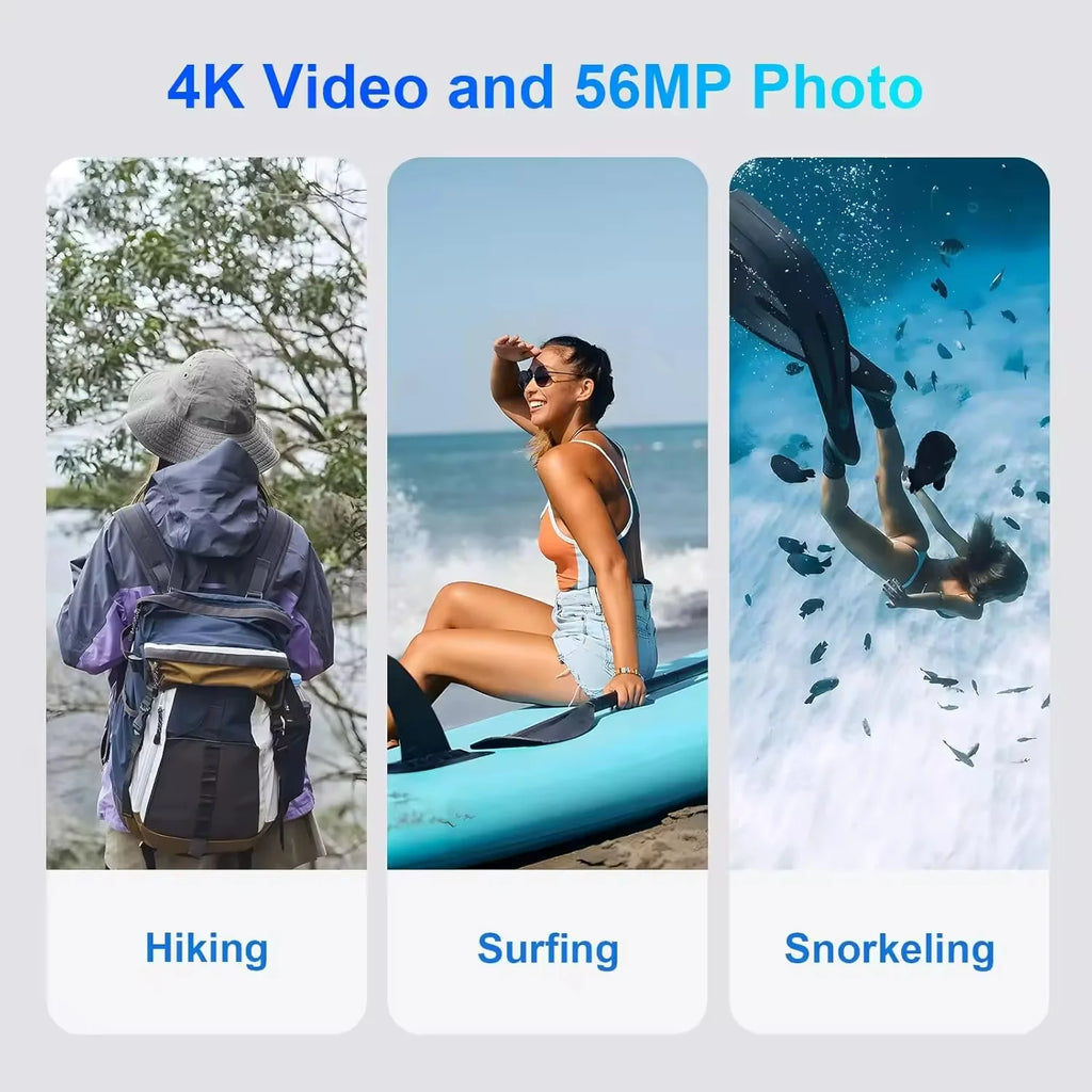 4K Underwater Camera 33FT Waterproof Camera for Snorkeling Dual-Screen Compact Dustproof Floatable Autofocus 64MP Digital Camera