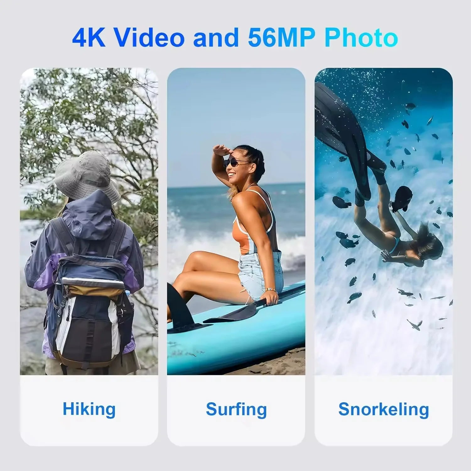 4K Underwater Camera 33FT Waterproof Camera for Snorkeling Dual-Screen Compact Dustproof Floatable Autofocus 64MP Digital Camera