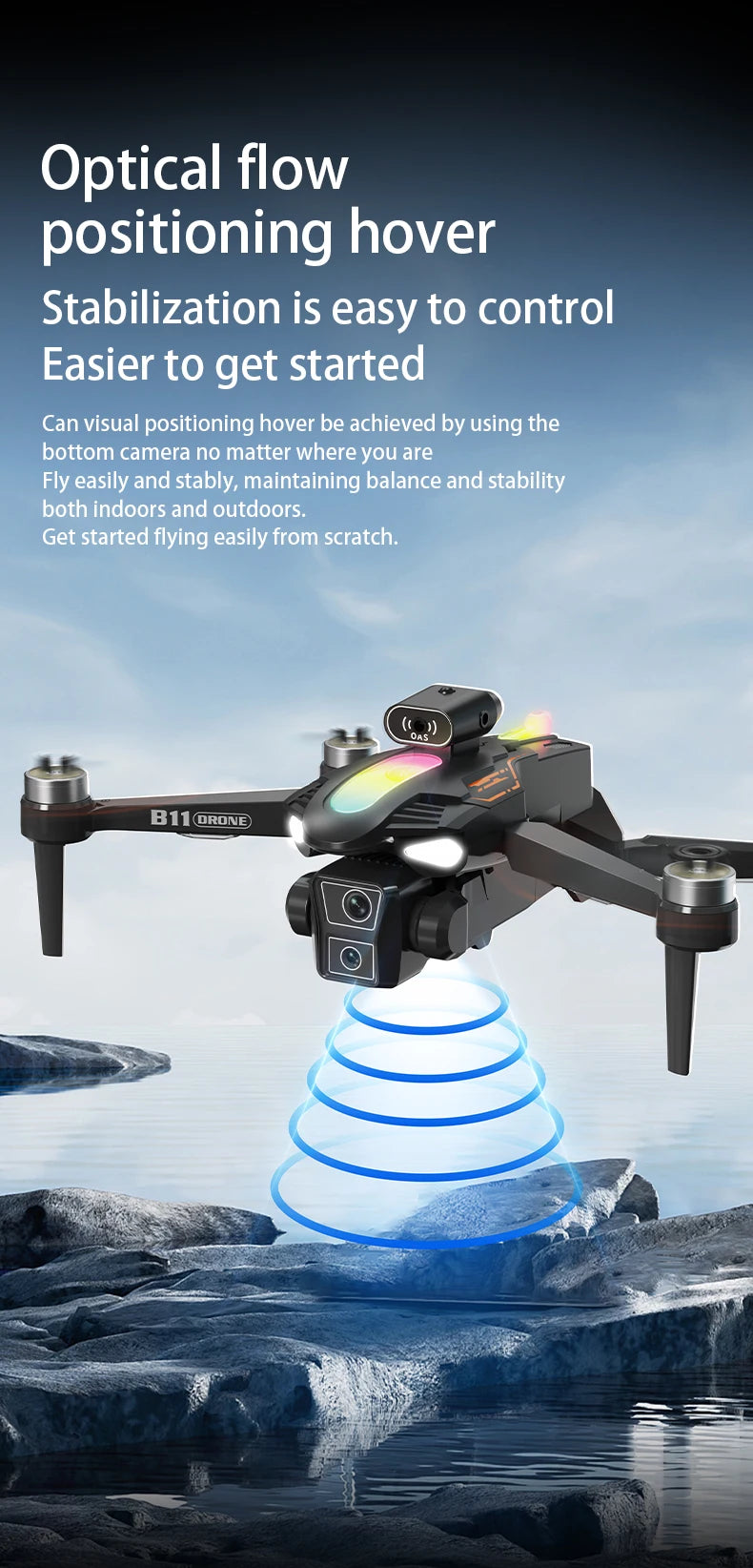 2026 B11 Pro WiFi FPV Drone - Dual 4K/1080P Camera, Wide-Angle HD, Altitude Hold, Foldable Quadcopter RC Helicopter Toy