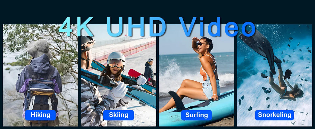 4K Underwater Camera 33FT Waterproof Camera for Snorkeling Dual-Screen Compact Dustproof Floatable Autofocus 64MP Digital Camera