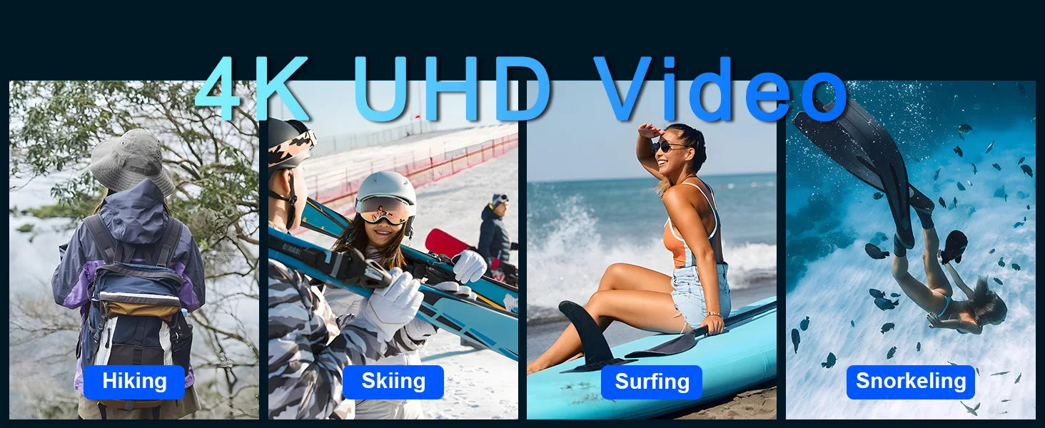4K Underwater Camera 33FT Waterproof Camera for Snorkeling Dual-Screen Compact Dustproof Floatable Autofocus 64MP Digital Camera