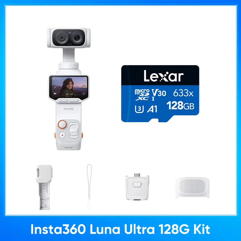 Insta360 Luna Ultra - 8K Vlogging Camera with Dual Lenses, 12× Zoom, 1" Sensor, Detachable 2" Touchscreen, Triple AI Chip