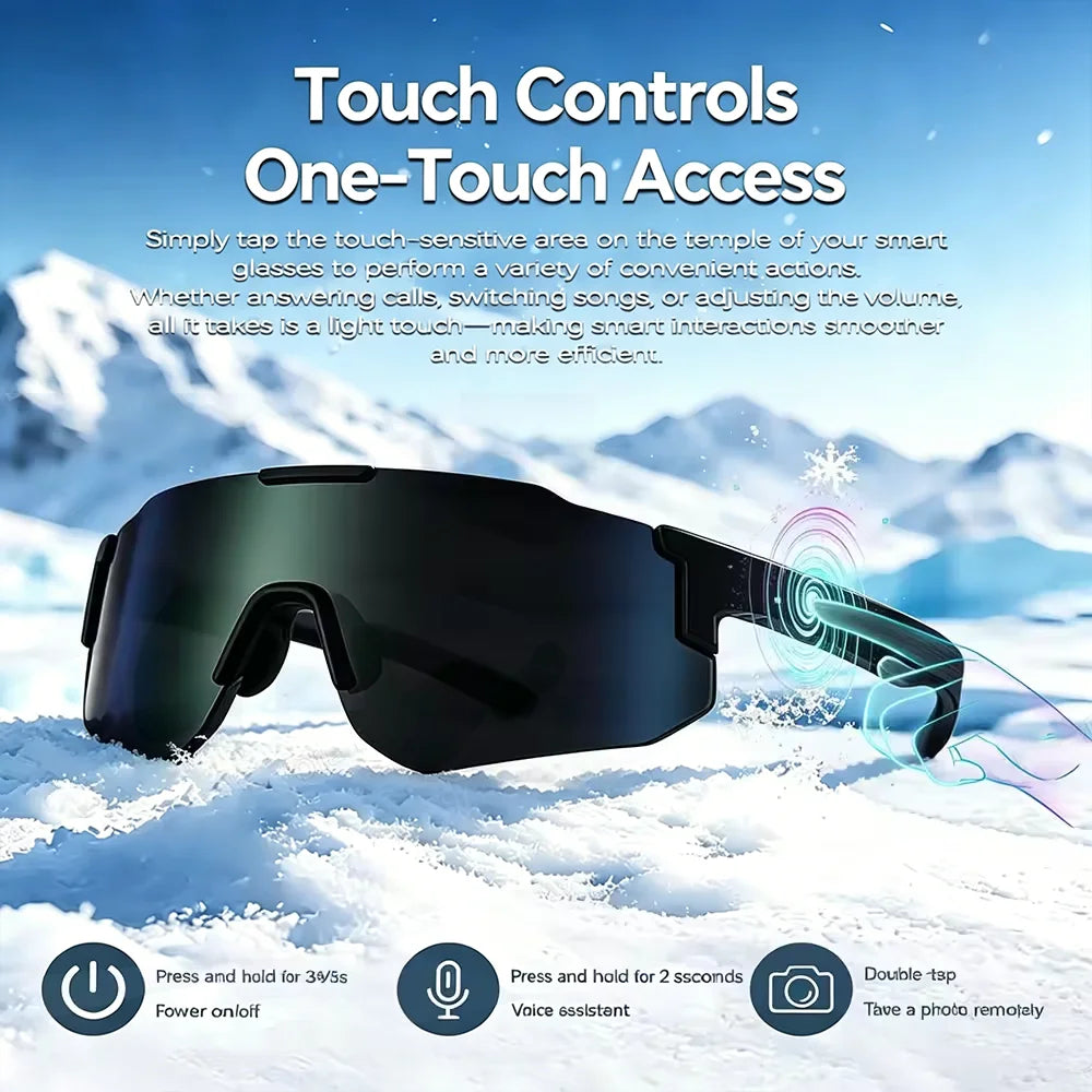 LAXASFIT 2026 New Windproof Cycling Smart Glasses Bluetooth 5.3 Open Ear Sport Sunglasses with HD Music Call for Men Women