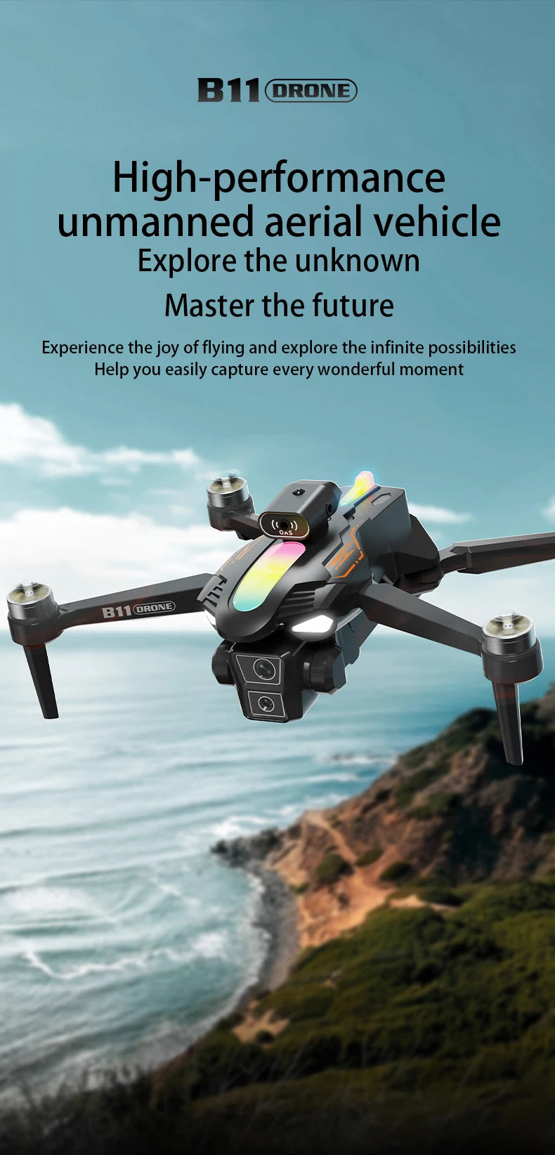 2026 B11 Pro WiFi FPV Drone - Dual 4K/1080P Camera, Wide-Angle HD, Altitude Hold, Foldable Quadcopter RC Helicopter Toy