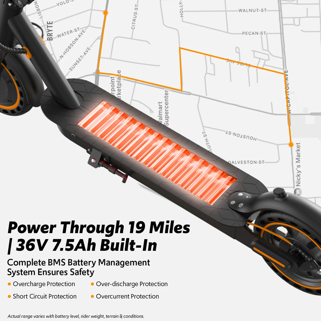 Electric Scooter for Adults, 550W Peak Motor & 19-Mile Range, 360° Lighting, Foldable E-Scooter with App Control