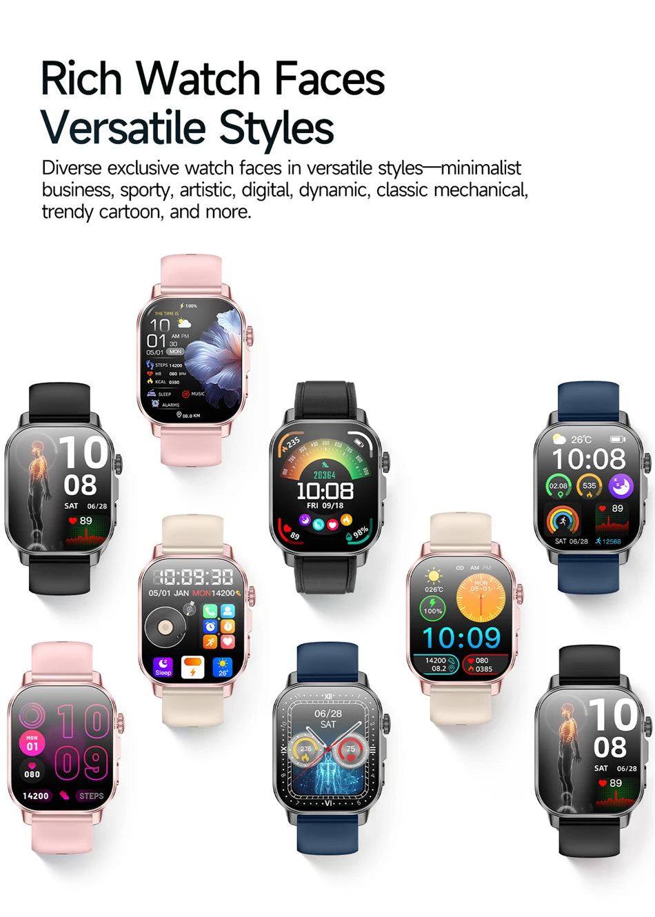 New Men Accurate Health Diagnosis ECG Smart Watch Blood Pressure Blood Oxygen Blood Fat Uric Acid Temp Bluetooth call Smartwatch
