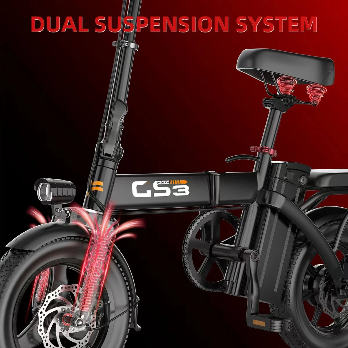 UPlee GS3 14inch Lightweight Folding Electric Bike for Adults 48V 15AH 500W Motor Electric Bicycle 25KM/H Max Speed City Style E-bike