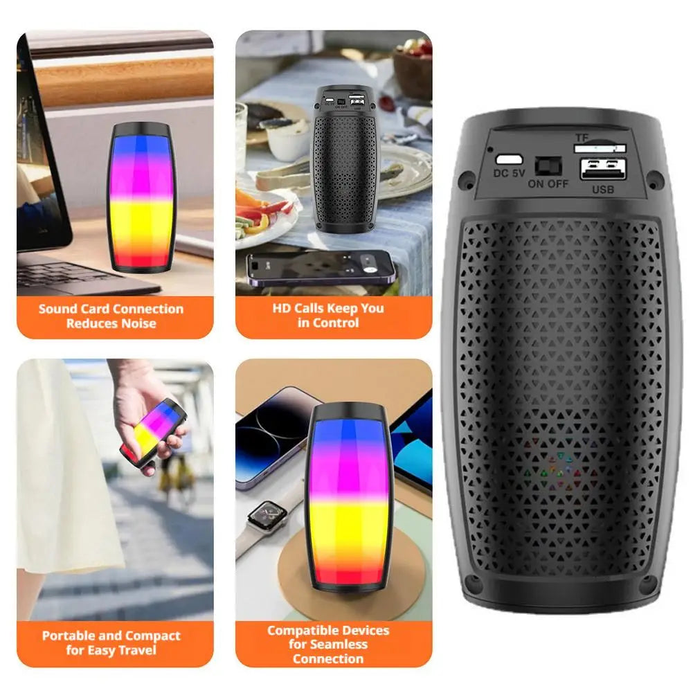 Portable Bluetooth Speaker With RGB LED Lights Subwoofer Wireless Soundbox Heavy Bass MP3 Music Player For Party