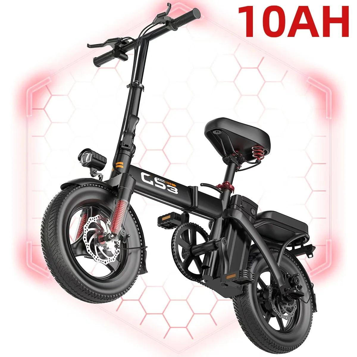 UPlee GS3 14inch Lightweight Folding Electric Bike for Adults 48V 15AH 500W Motor Electric Bicycle 25KM/H Max Speed City Style E-bike